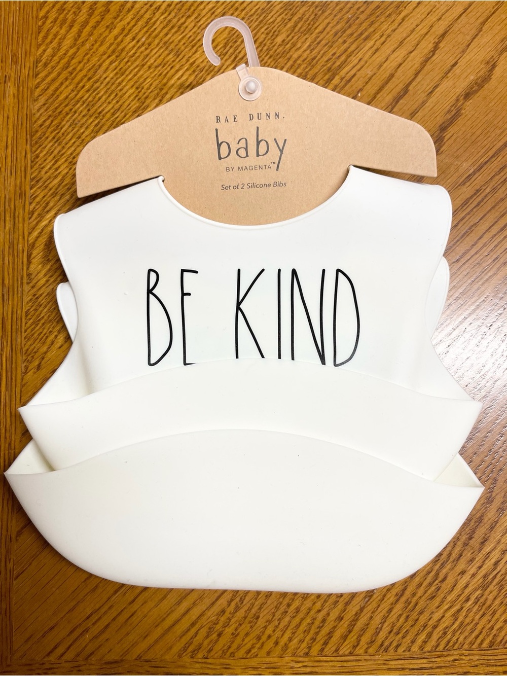 Rae Dunn White Silicone Baby Bib Set with "Be Kind" and “Little Love” Print